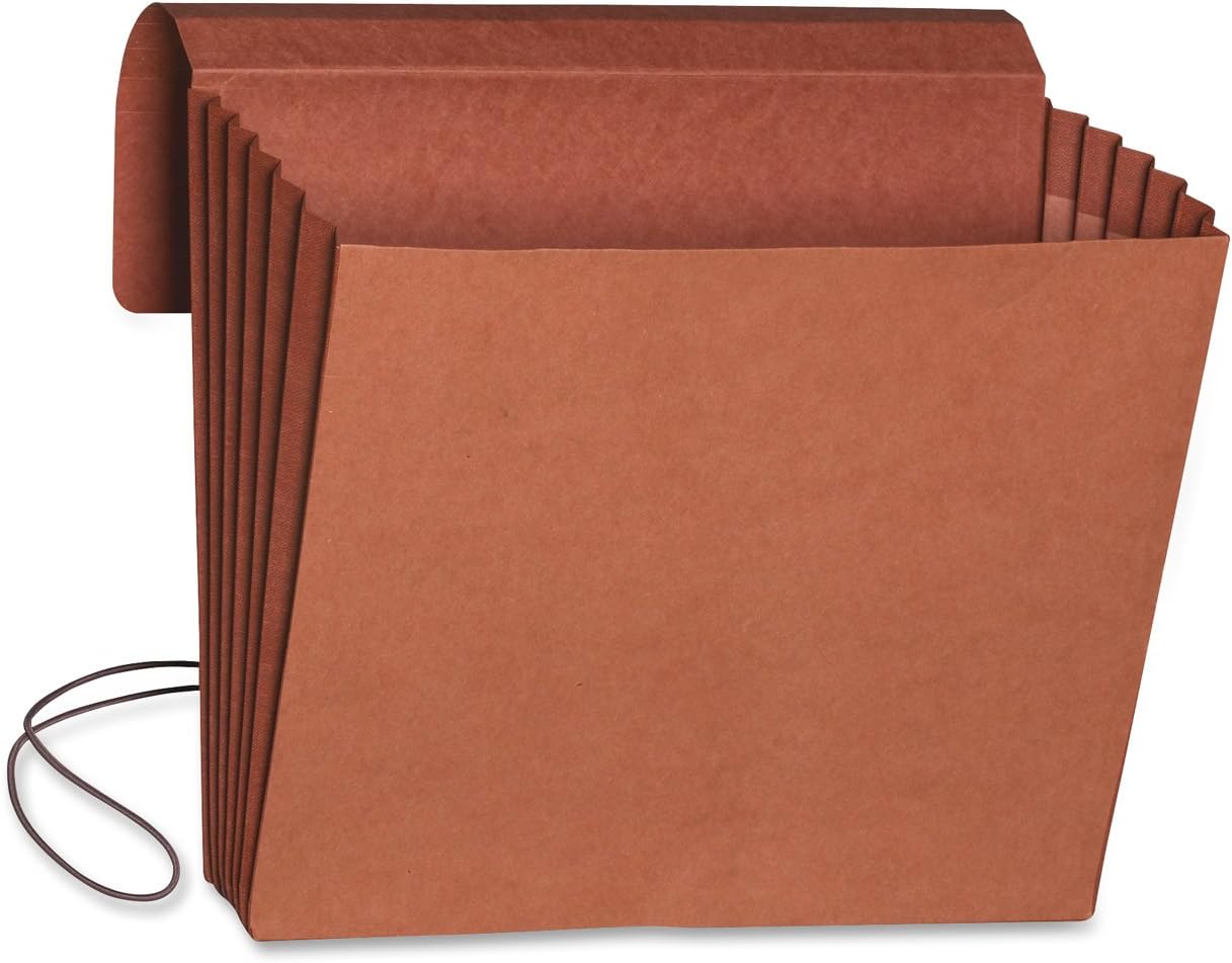 Smead Expanding File Wallet with Flap and Cord Closure, 5-1/4" Expansion, Fully-Lined Tear Resistant Gusset, Legal Size, Redrope, 10 per Box (71111) : Office Products