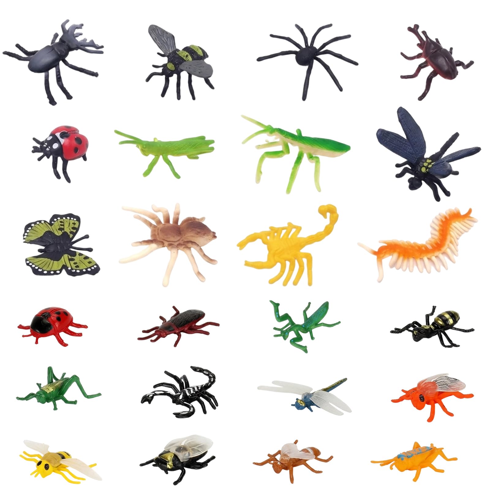 24PCS MiniBeasts Collection, Educational Insect Models, Detailed Bug Replicas, Nature Study Specimens, Miniature Insects, Science Learning Materials
