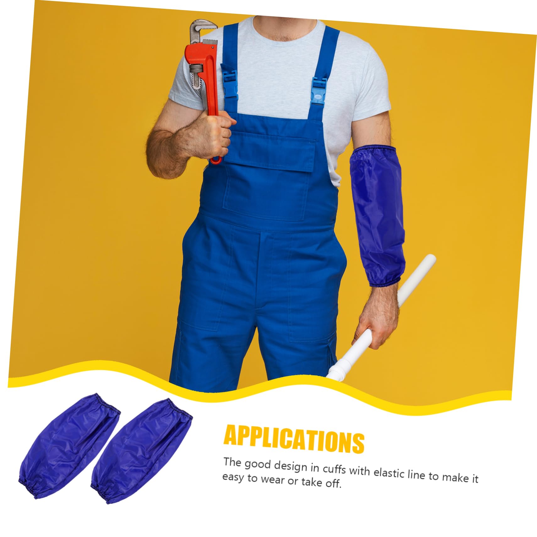 Veemoon Mangas Impermeables Para Brazos Resistentes Al Aceite Diseño Elástico y Cordón Para Cocina y Limpieza Azul Pvc