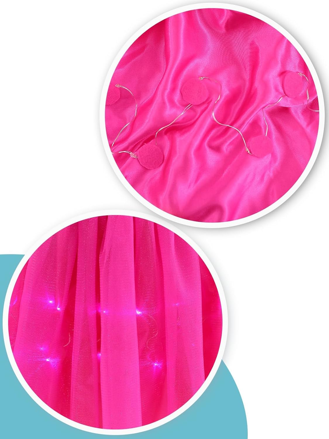 Girls Light-Up 80s Costume Set for Kids - Christmas Dress-Up, Holiday Party Decades Day Rock Star Outfit - Image 5