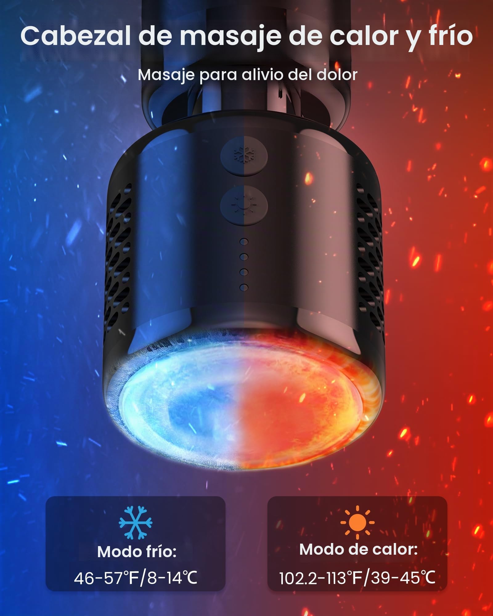 Pistola de Masaje Muscular con Calor y frío,NAPRE Pistola Masaje Muscular Massage Gun con Mango Extensible y 3 ángulos Ajustables, Pistola Masajeadora,Masajeador Muscular Cervical Espalda