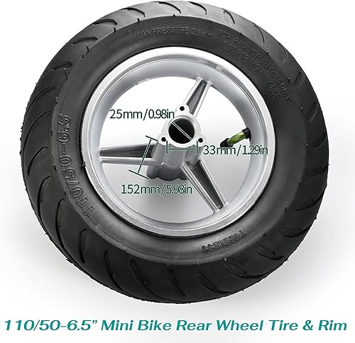 Miniatura 3 de Neumáticos de mini bicicleta de 11050-6.5 pulgadas, neumático trasero y llanta para bicicleta de bolsillo, paquete de neumáticos y llantas con tubo