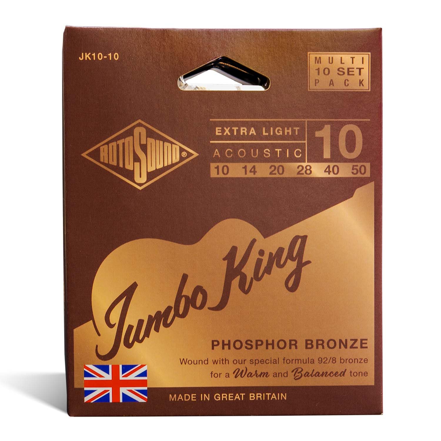 Rotosound JK10-10 Jumbo King - Cuerdas para guitarra acústica, paquete de 10