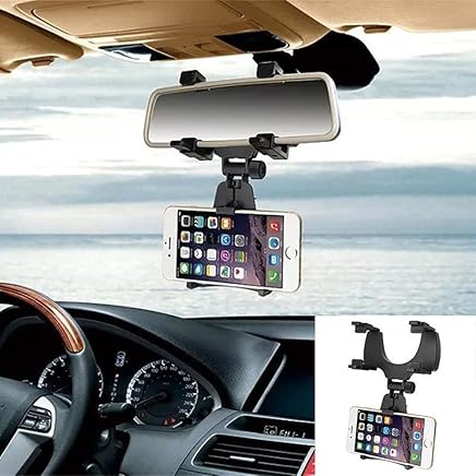 Coche Espejo Retrovisor para colgar soporte pantalla plana soporte cuna soporte Universal de 360?grados auto soporte para iPhone y Android Smartphone GPS