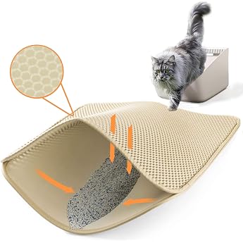 Ycozy Cat Litter Tray Mat 60 x 40 cm EVA Cat Litter Mat for Toilet Mat Honeycomb Cat Litter Tray Mat Waterproof Easy to Clean