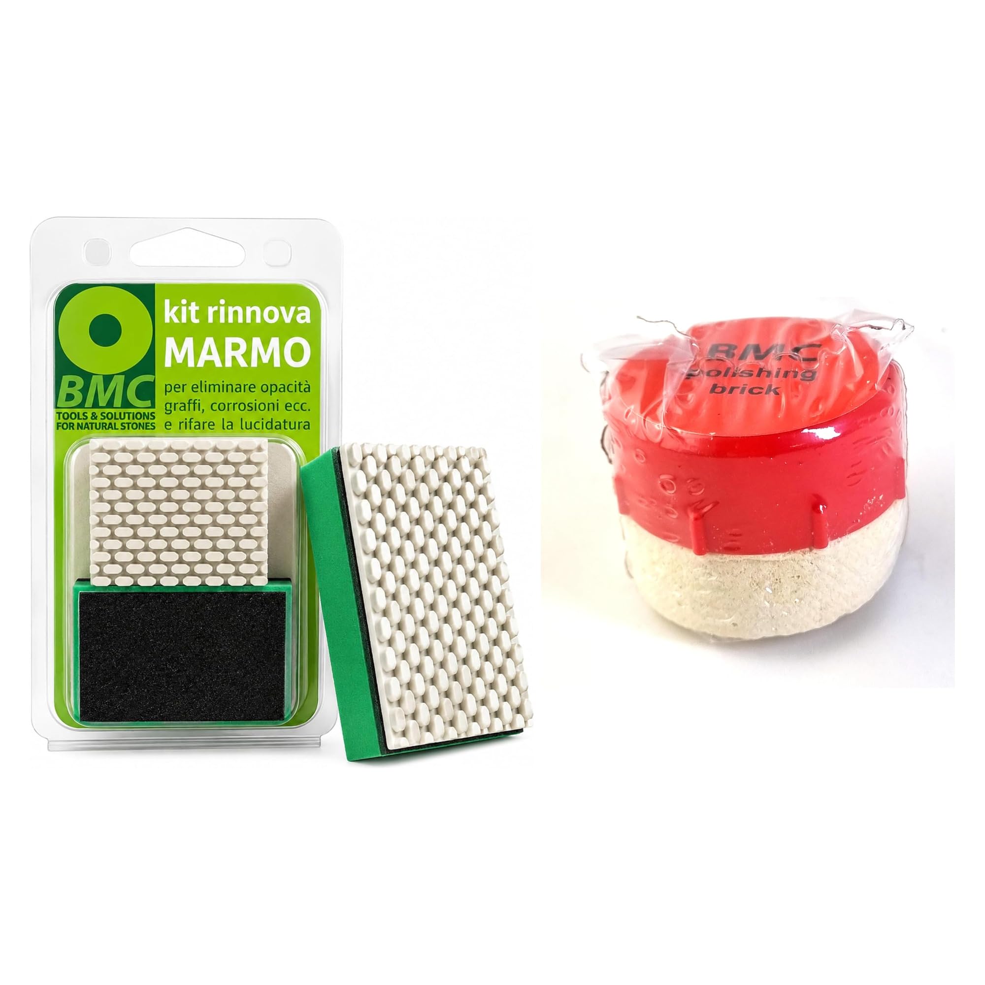 PIETRE D'ALPI Kit Lucidatura Marmo Manuale + BMC Saponetta Lucidante | Abrasivi diamantati grane 200-1500, polvere lucidante, saponetta chimica solida, uso a mano su marmo e pietre calcaree