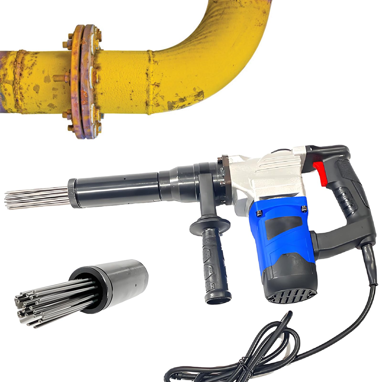 SENJINGHUA 1100W Electric Needle Rust Remover with Speed 3600-4500 RPM, Industrial Grade Needle Scaler for Removal of Rust, Weld Slag and Paint,220V