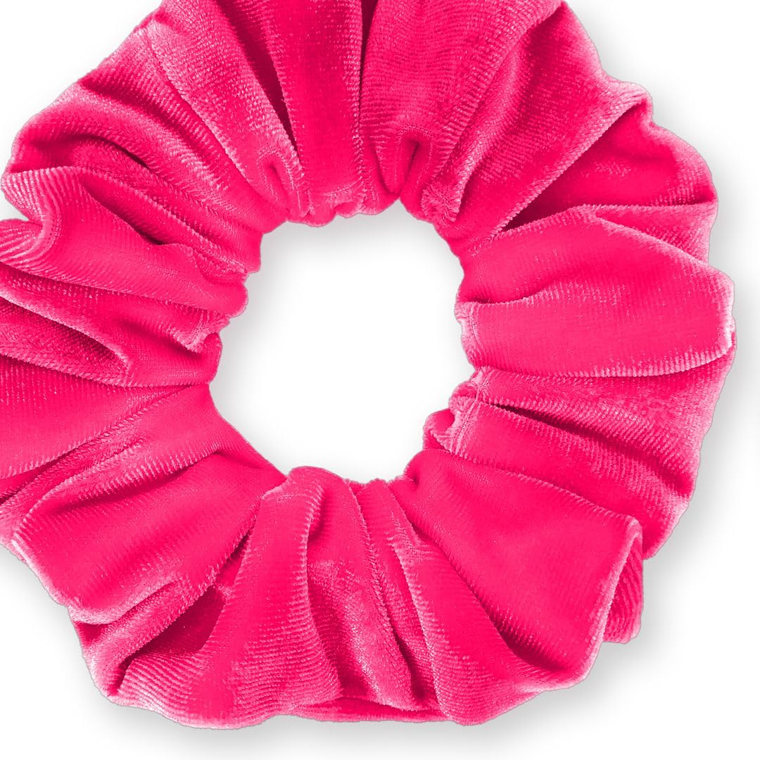 Velvet Scrunchies Premium Plush Soft Ponytail Holder Made in the USA Pink Hot