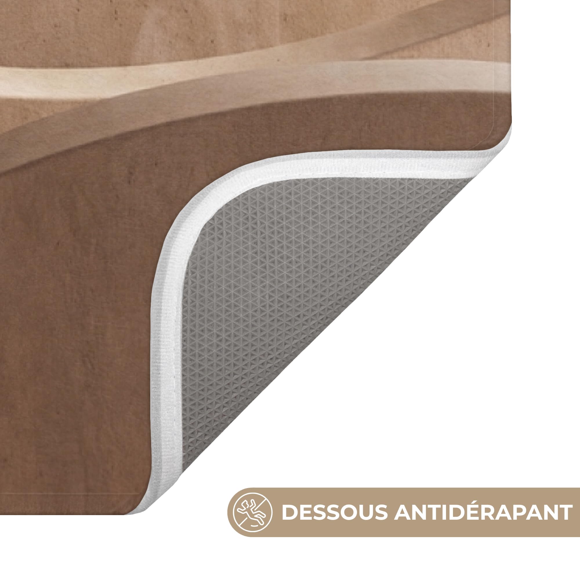 Tapis Bain Rectangulaire 60x90 cm Non Slip Bath Mat Douche Absorbant Antidérapant Lavable Accessoire Baignoire Innovant Abstrait - Vagues - Moderne - Beige