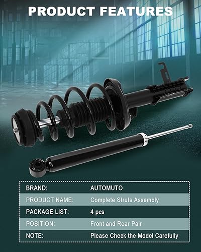 Miniatura 12 de AUTOMUTO Conjunto de resorte de ballesta delantera par de ballestas y amortiguador para Chevrolet Cruze 2011-2015, para Chevrolet Cruze Limited 2016