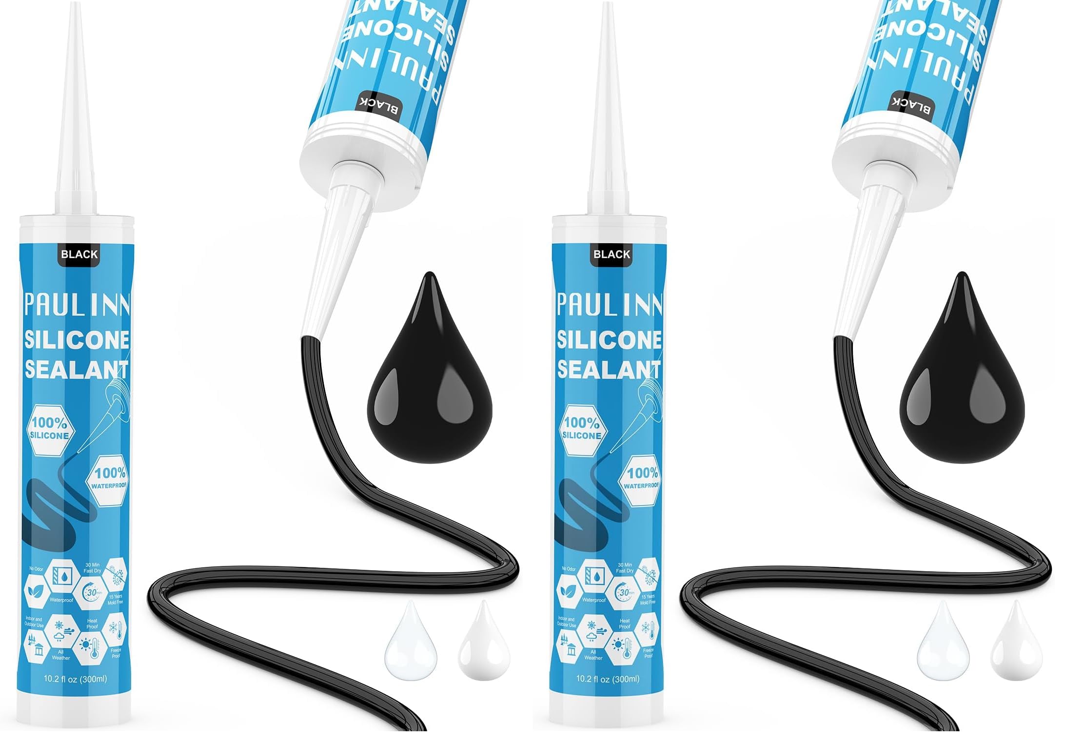 PAULINN Silicone Caulk - Waterproof Sealant (4 Packs) -15