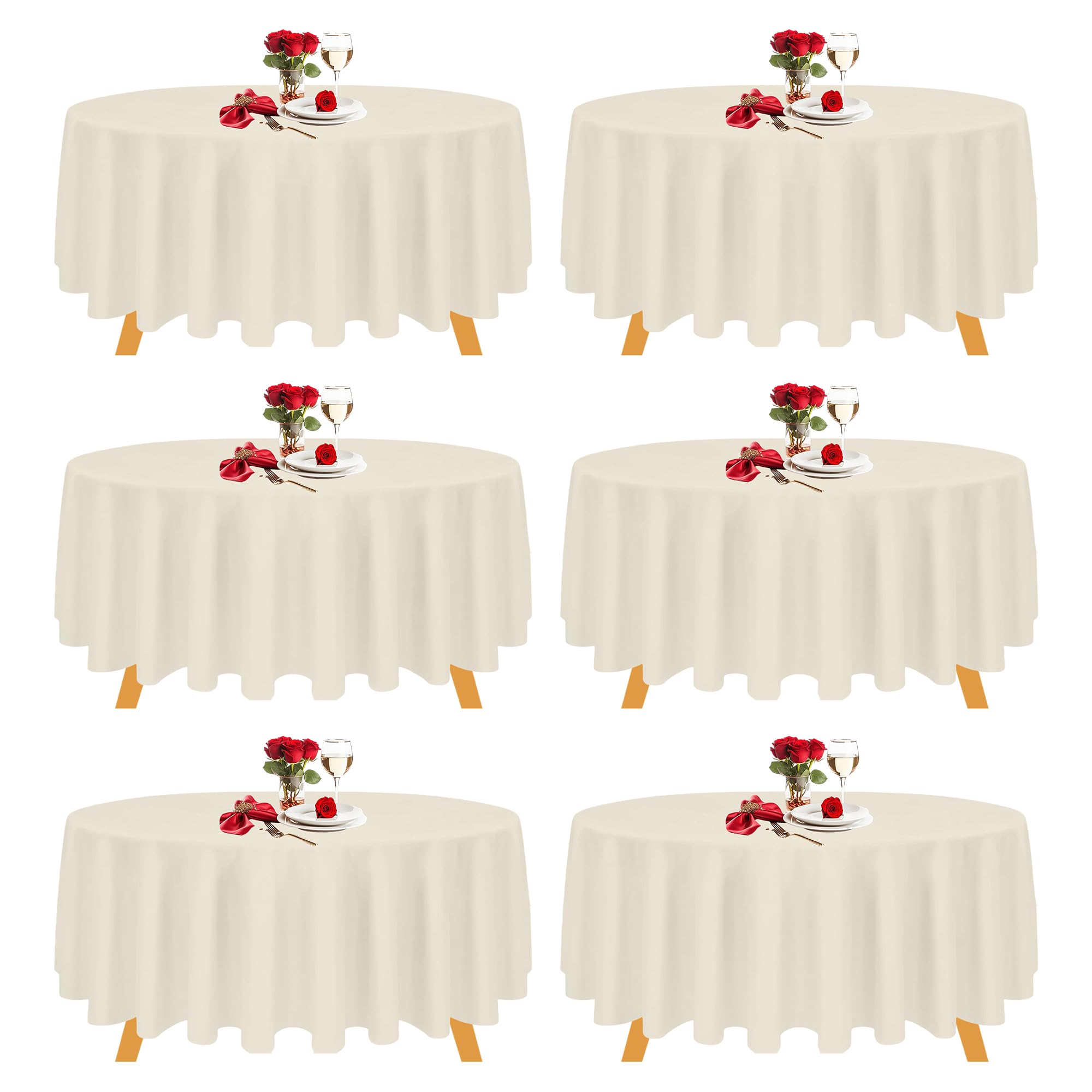 Trimming Shop Tischdecke, rund, Polyester, flecken- und knitterfrei, waschbar, für Hochzeit, Empfang, Bankett, Hotel, Buffet, Abendessen, Tischdekoration, 178 cm, 6 Stück