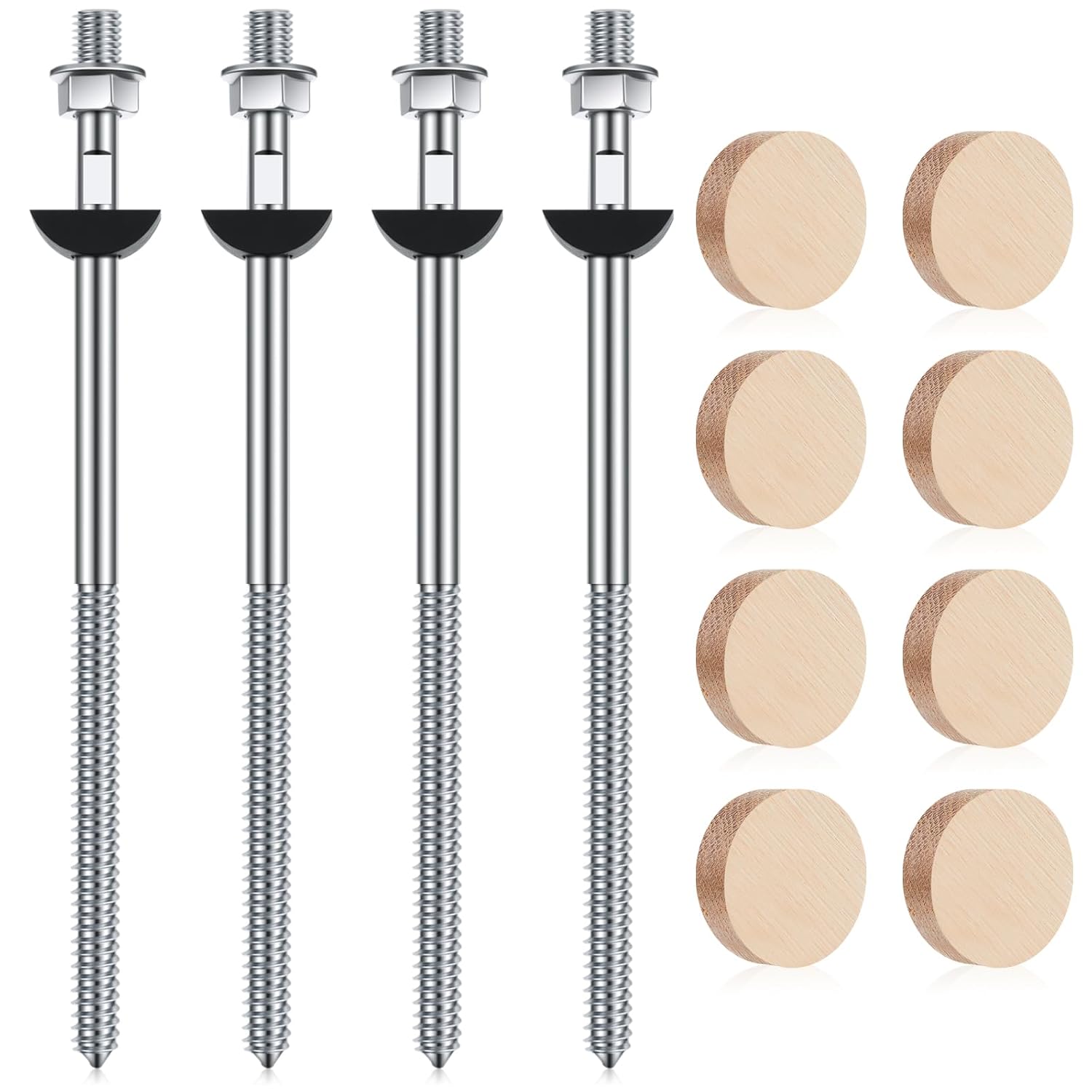 Shimeyao 4 Set Wood Newel Mounting Kit Newel Post Fastener Installation Kit for Residential and Commercial Installation, Anchors Post Directly to Wood or Concrete Floor