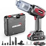 SUNZONE Handheld Car Vacuum Cleaner, Cordless Vacuum Cleaner with 20KPa Powerful Suction and Blower, Portable Hand Held Vacuum with Multi-Nozzles for Car, Home, Office, Pet (Red)