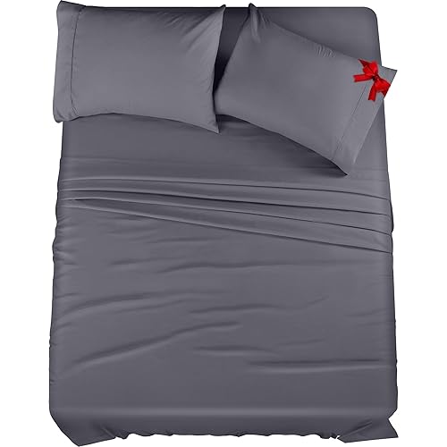 Utopia Bedding Queen Sheet Set – 4 Piece Bed Sheets for Queen Size Bed, Soft and Breathable Microfiber, Includes 1 Fitted Sheet, 1 Flat Sheet and 2 Pillowcases (Grey)