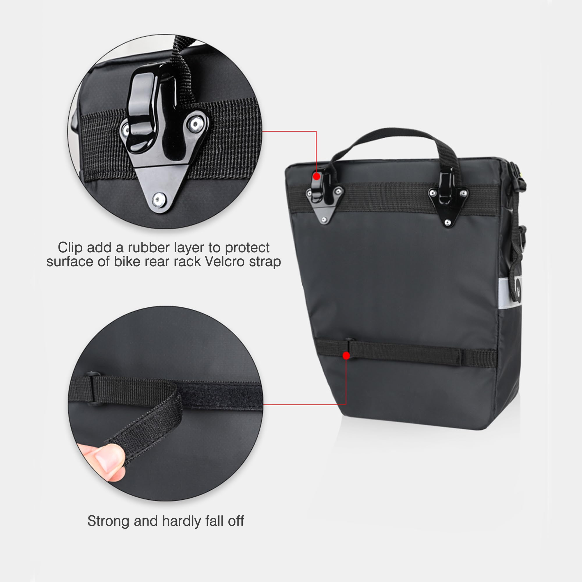 UBORSE Borsa per Bicicletta Borsa Posteriore Bici Borse Portapacchi Bici con Copertura,3 in 1, Impermeabile Grande Capacità di 65L Accessori con Strisce Riflettenti (Nero)