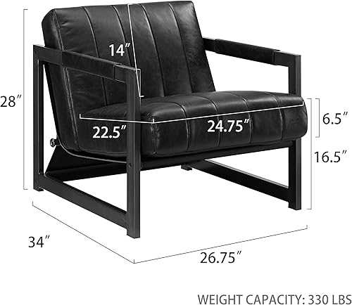 Miniatura 11 de Art Leon Juego de 2 sillas de acento de piel sintética moderna de mediados de siglo, silla de salón con patas de metal negro, color negro