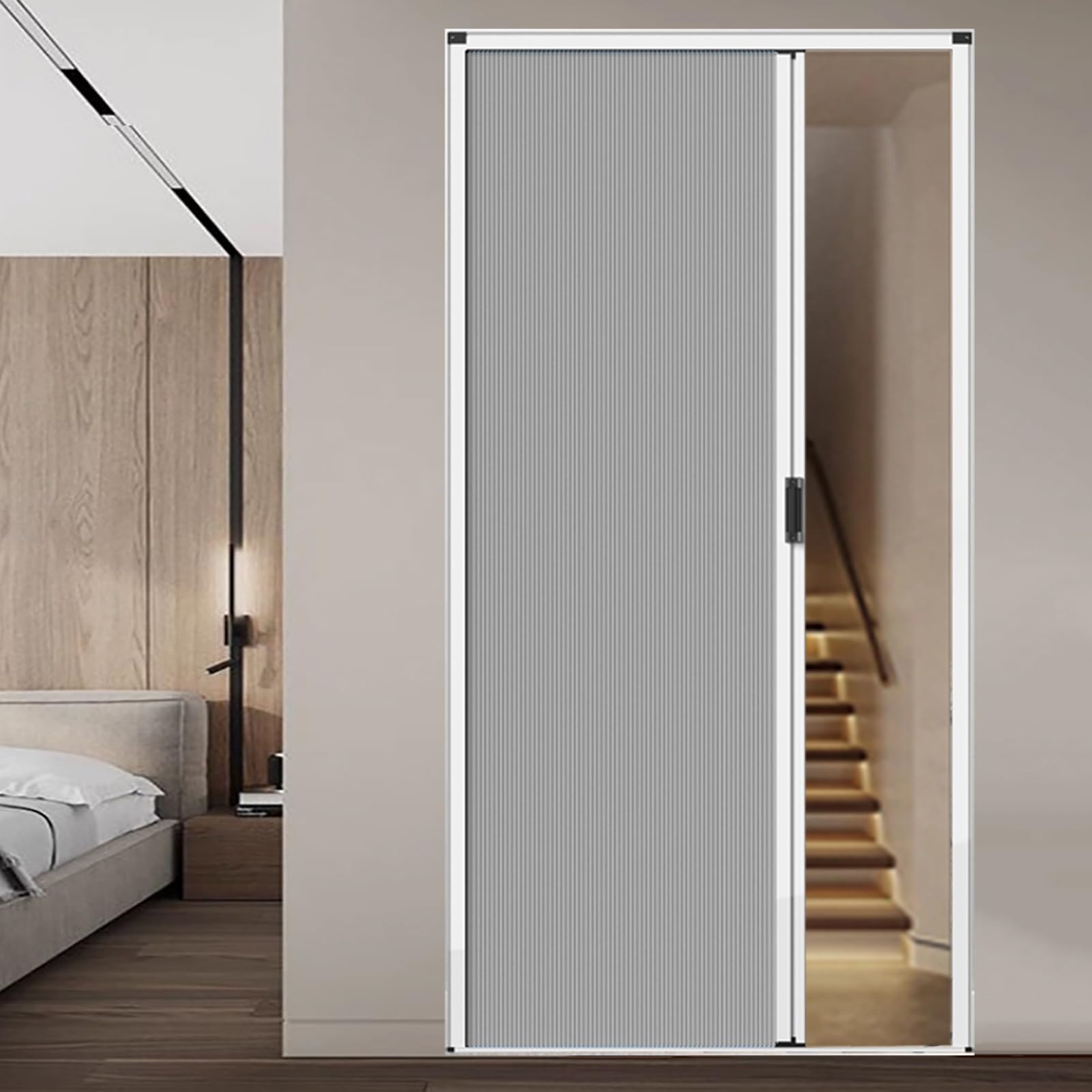 Dailify One Color Concertina Door Blackout Sliding Accordion Door Internal, Living Space Magnetic Folding Gate With Handle, Pleated Concertina Doors For Laundry Room(23X80in (58.5X203cm))