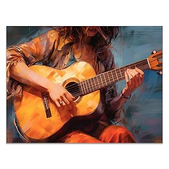 Amazon.co.jp: SHYAMIC 絵画 アートパネル, ギターを弾く