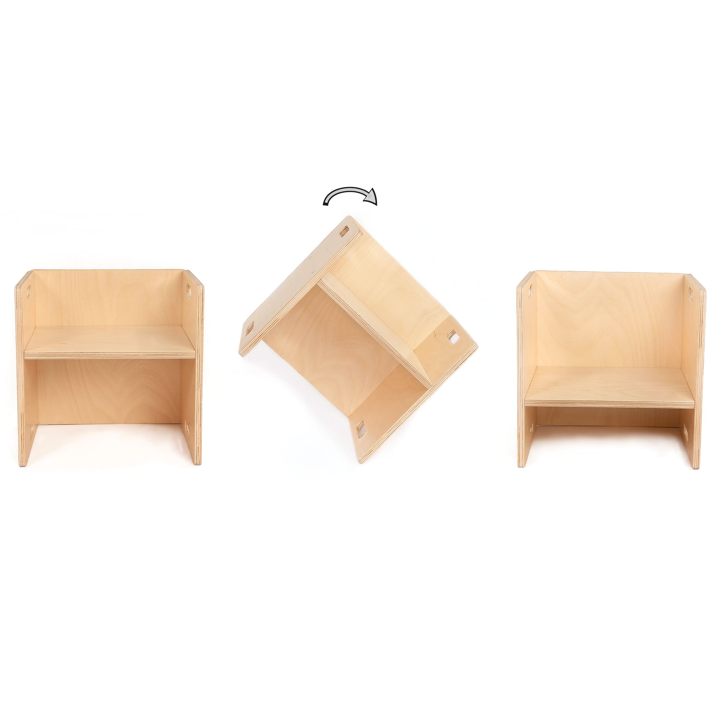 Kindermöbel – 2 Kinderstühle im Set - Sitzgruppe aus Holz – mitwachsende Möbel mit Wendehocker – aus Birken-Multiplexholz