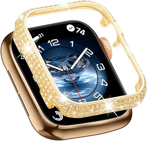 Frdkate Funda de metal brillante para Apple Watch con cristales de diamantes brillantes para Iwatch Series 8 Series 7 de 1.772 pulgadas para regalo