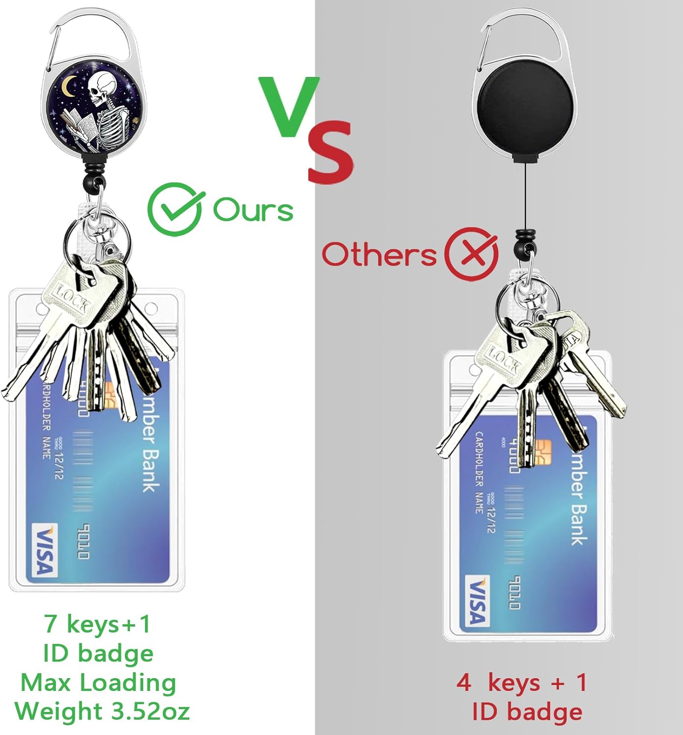 Lanyards for Id Badges, Funny Badge Holder with Retractable Badge Reel Clip, Skull Skeleton Reading Book Card Name Tag Lanyard Vertical ID Card Protector for Women Nurse Doctor Teacher Student - Image 6