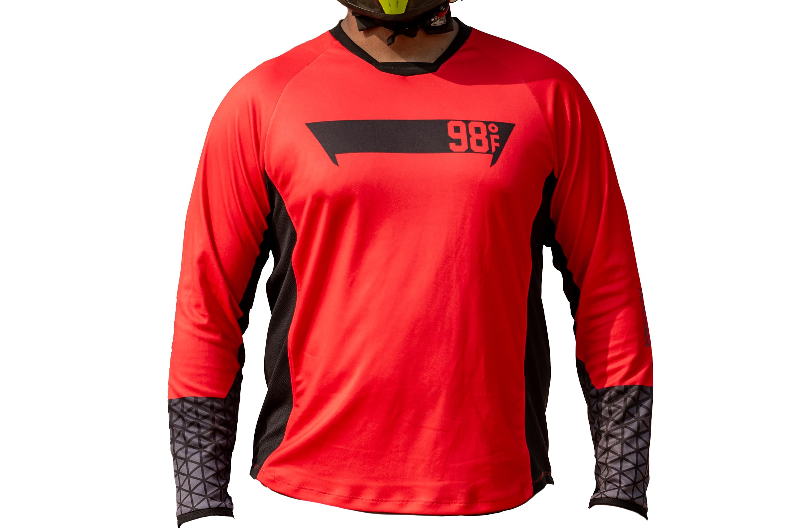 98°FMotocross Jersey Bike Riding Men Tshirt for Bikers Full Sleeves Breathable Moisture-Wicking Unisex Sportwear Yellow & Pink