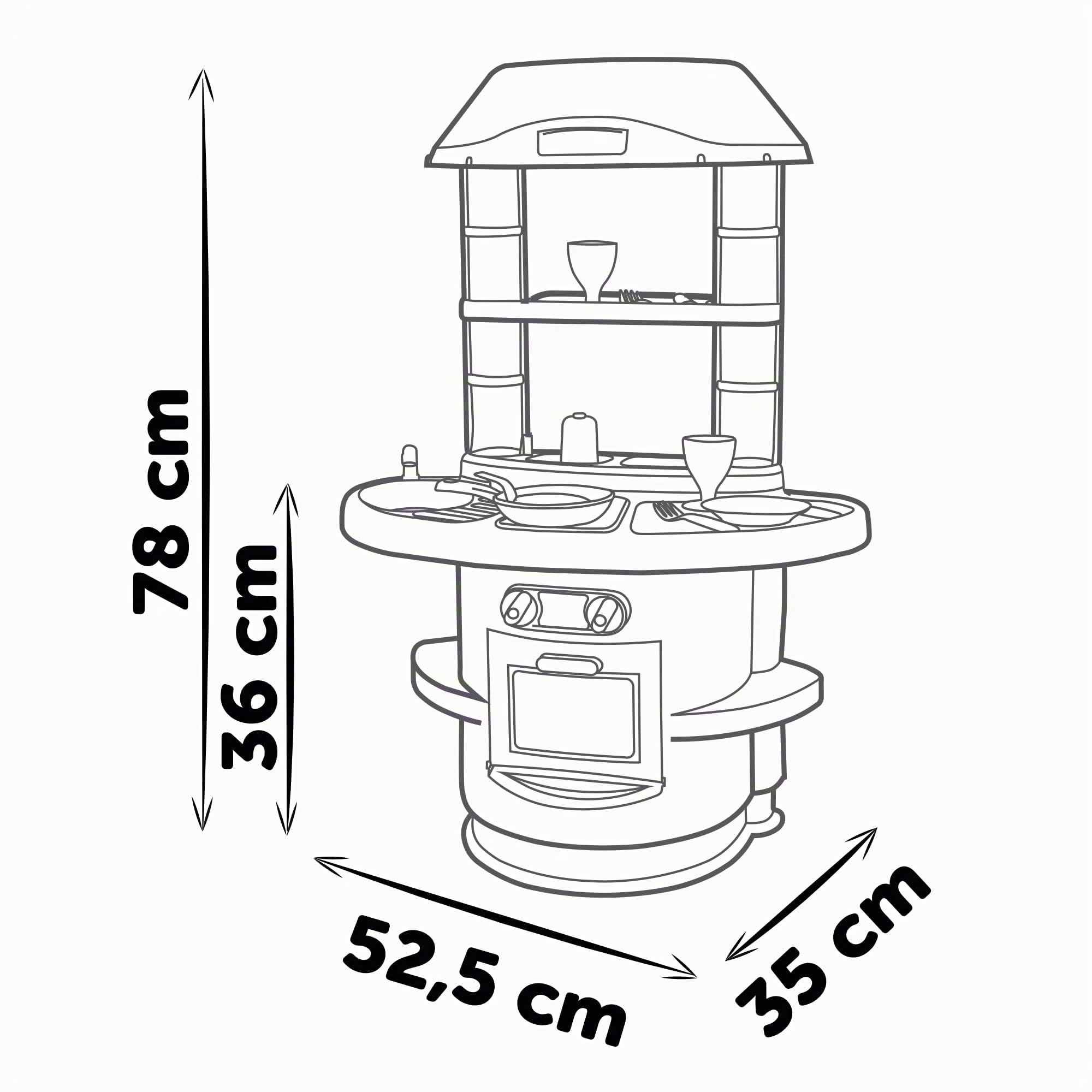 Smoby - Cucina Nova, 7600312700, +3 anni, con 13 accessori, forno, lavello, piano cottura, altezza piano 36 cm