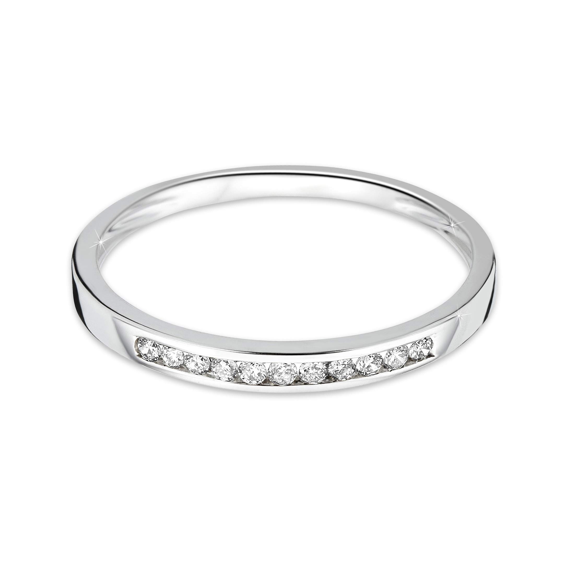 Orovi anillo de mujer compromiso/aniversario 0.10 Quilates diamantes en oro blanco 9 kilates ley 375