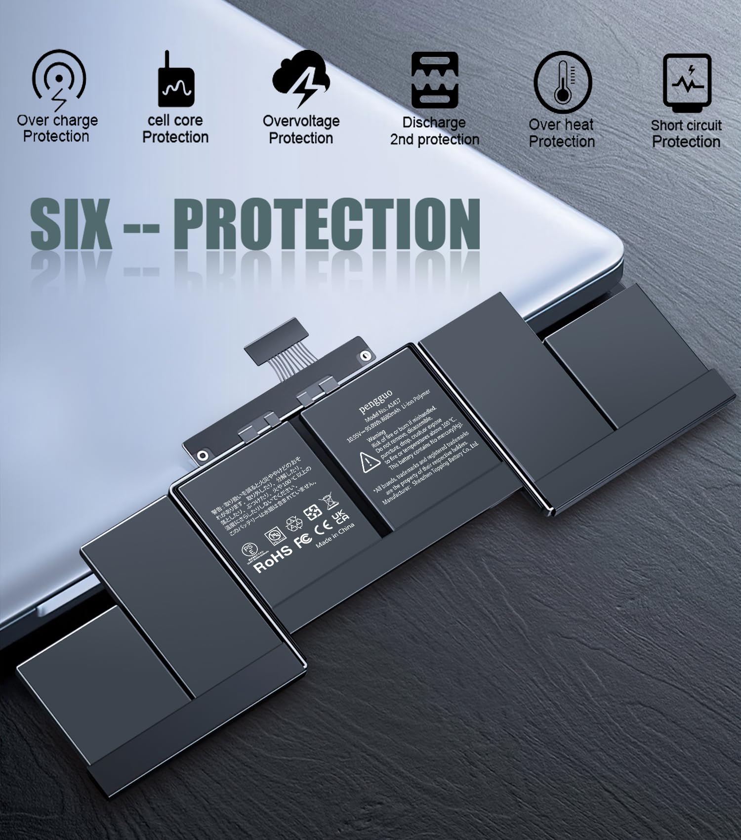 Batteria per MacBook Pro 15 pollici A1398 solo metà 2012, inizio 2013, batteria sostitutiva per laptop modello A1417 Batteria MC976LL/A MC975LL/A MD831LL/A ME665LL/A ME664LL/A 8680 mAh