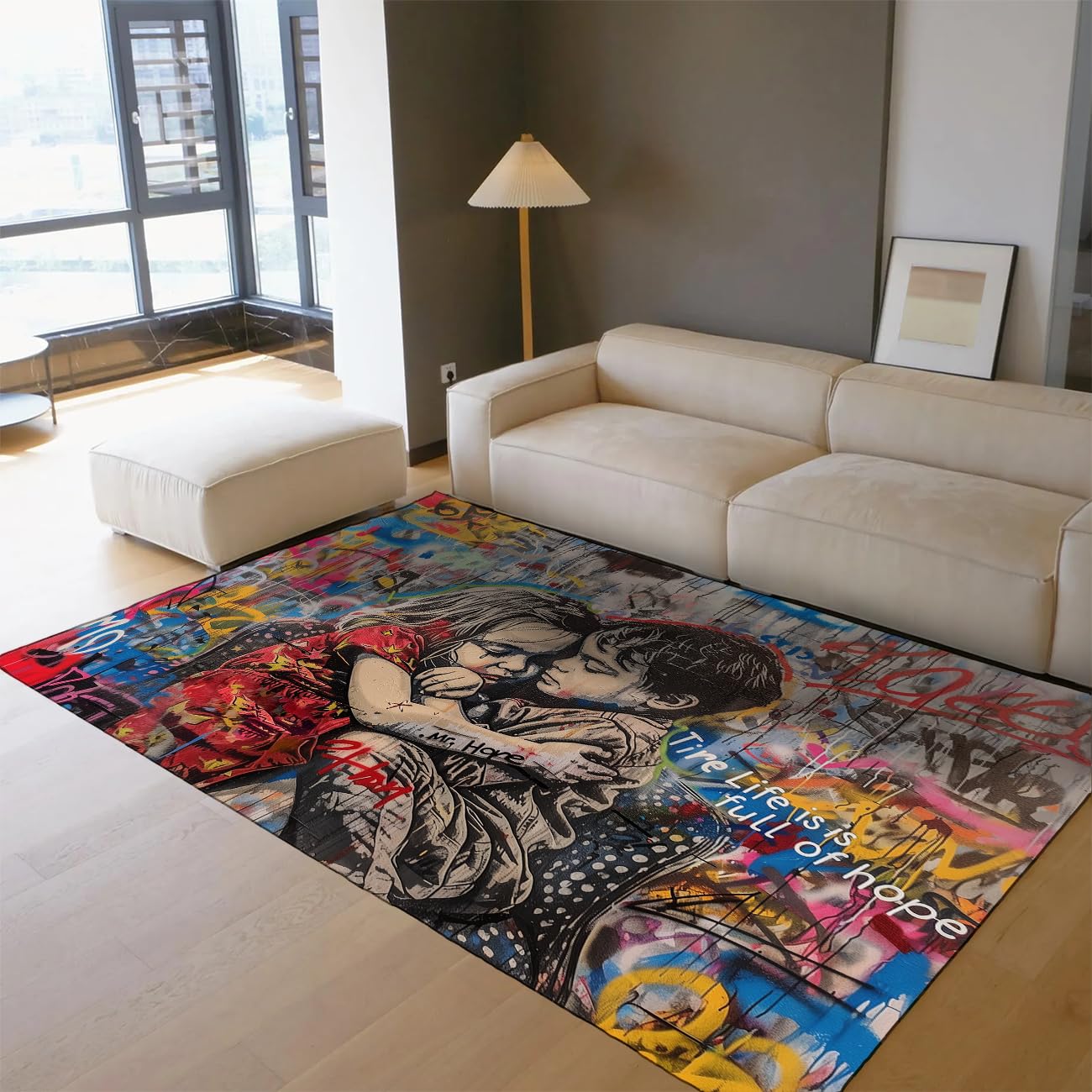 Dywan 120 x 180 cm nowoczesny pop-art miłość rodzinna dywanik wejściowy do domu biuro na łóżko ładne toalety chłopcy i dziewczęta łazienka duża podłoga wystrój graffiti wyjątkowa klasa