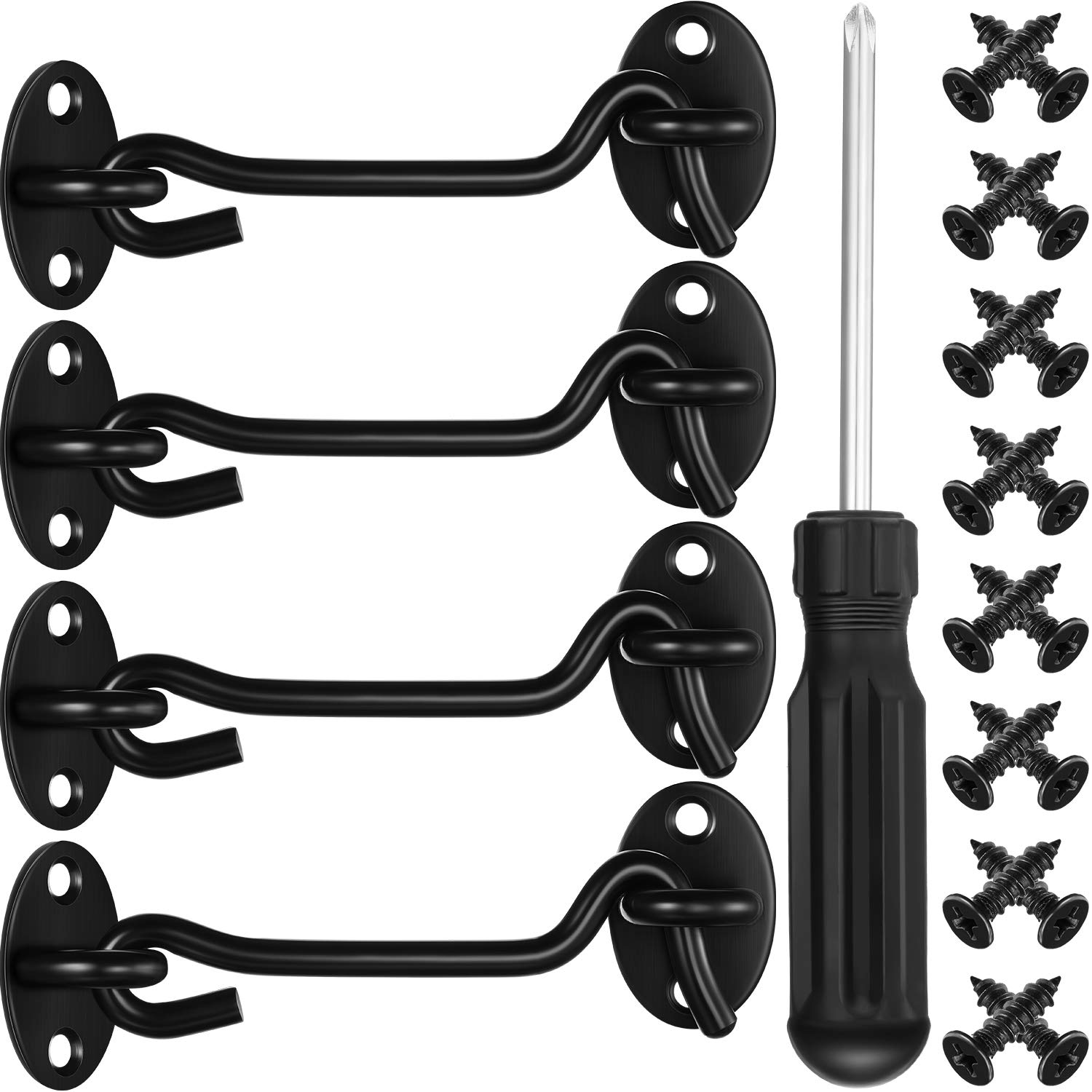 Buy 4 Pieces Barn Door Lock Black 4 Inch Lock Hook Eye Latch Solid Gate