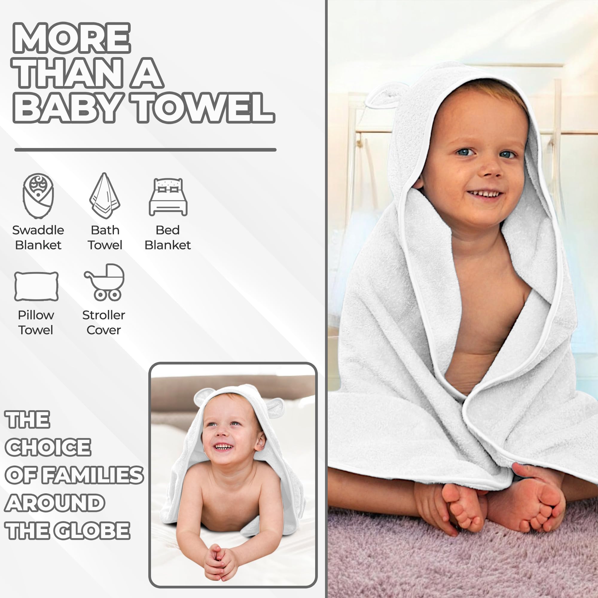 Poncho de algodón orgánico para niños y niñas de 0 a 5 años, toalla de baño absorbente con orejas de oso de calidad prémium