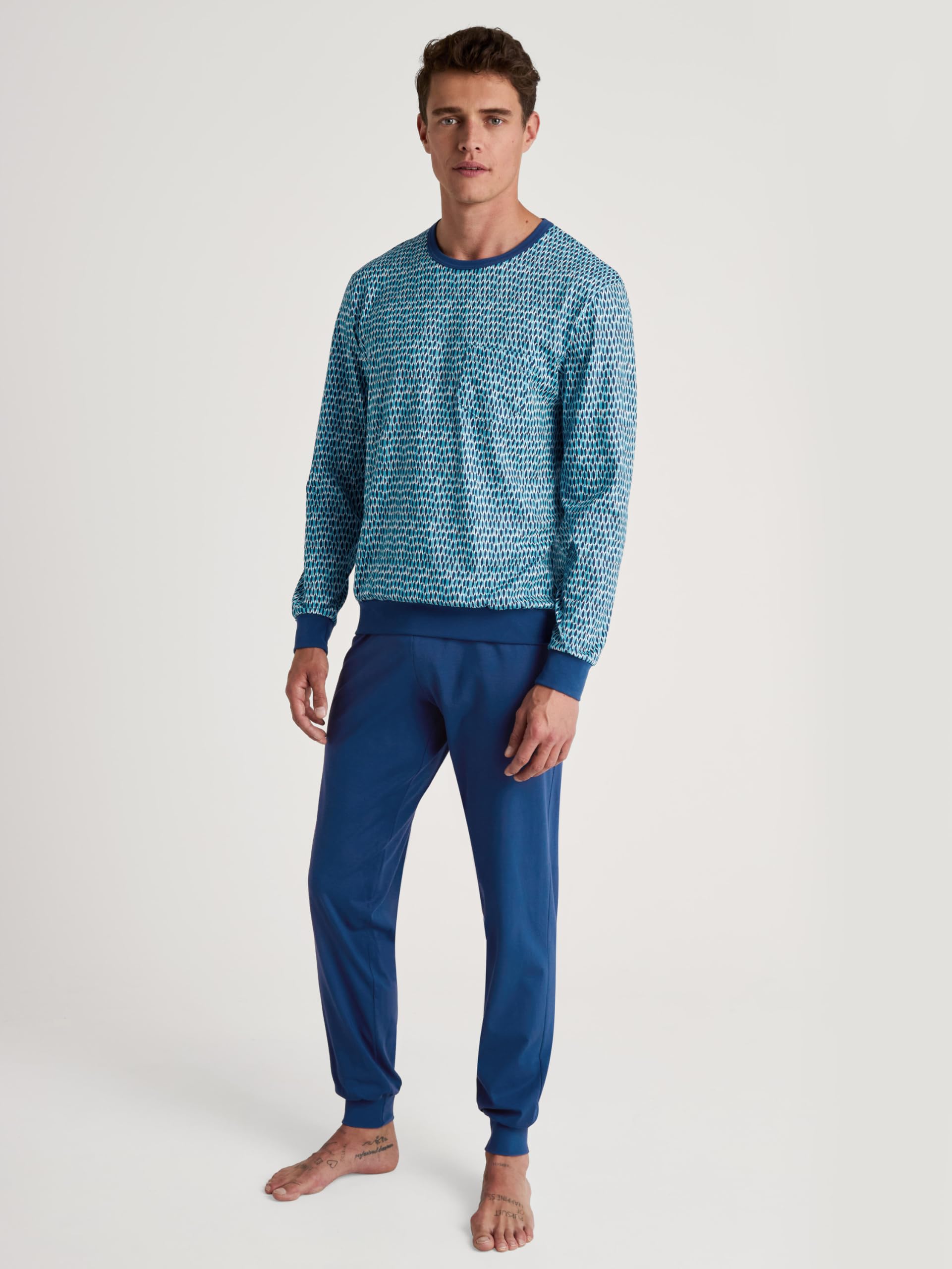 CALIDA Relax Imprint Bündchen-Pyjama Herren | Schlafanzug aus 100% Baumwolle, pflegeleicht, elastisch & formstabil, in Single Jersey