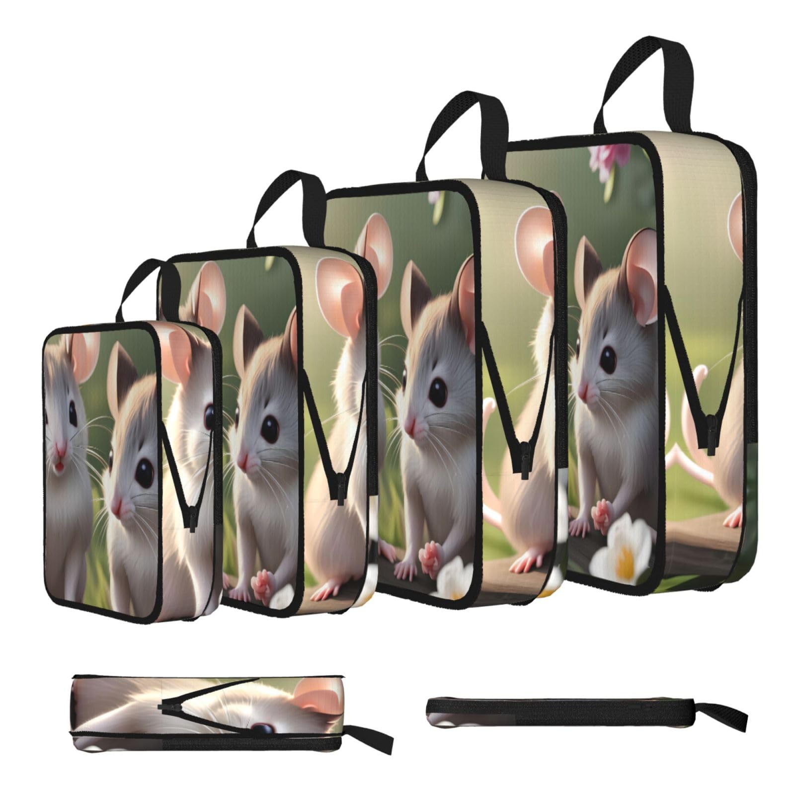 Sxzvvbn Black Mouse In Love Compression Packing Cubes 4 Piece Set