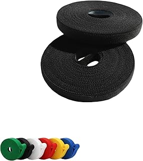 Pro Black Hook and Loop Tape 0.4 Inch - 10 Ft x 2 Pack Double Sided One-Wrap - Cut to Size for Cable Management & IT