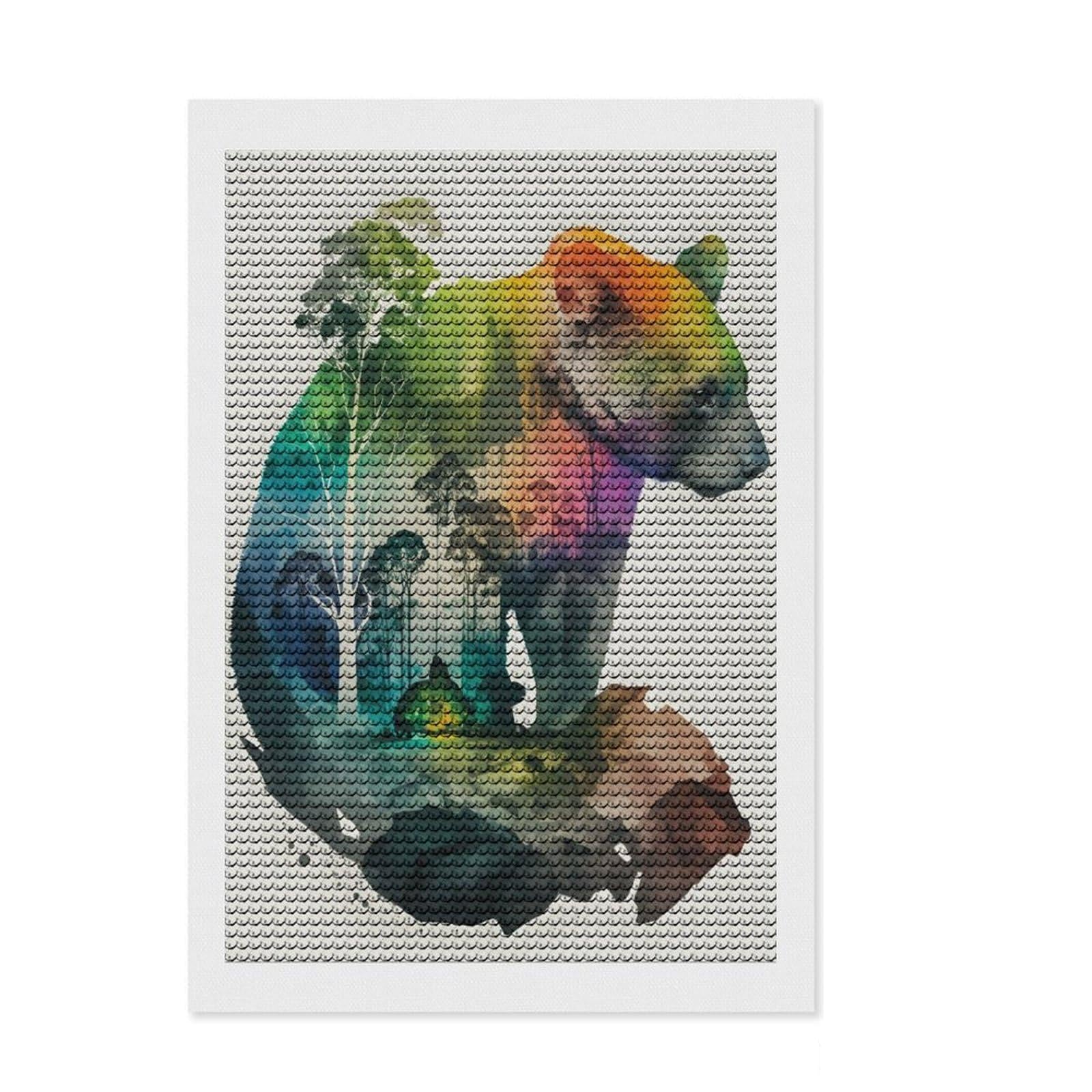 Junmoney Animal Nature DIY Diamond Art Canvas Kit 8"x12", Winter Craft, Wall Art Gift, Creative Hobby, Artistic Hobby, Modern Decor