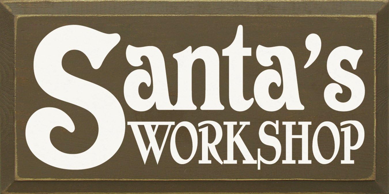 Sawdust City Wooden Sign - Santa's Workshop (Black)