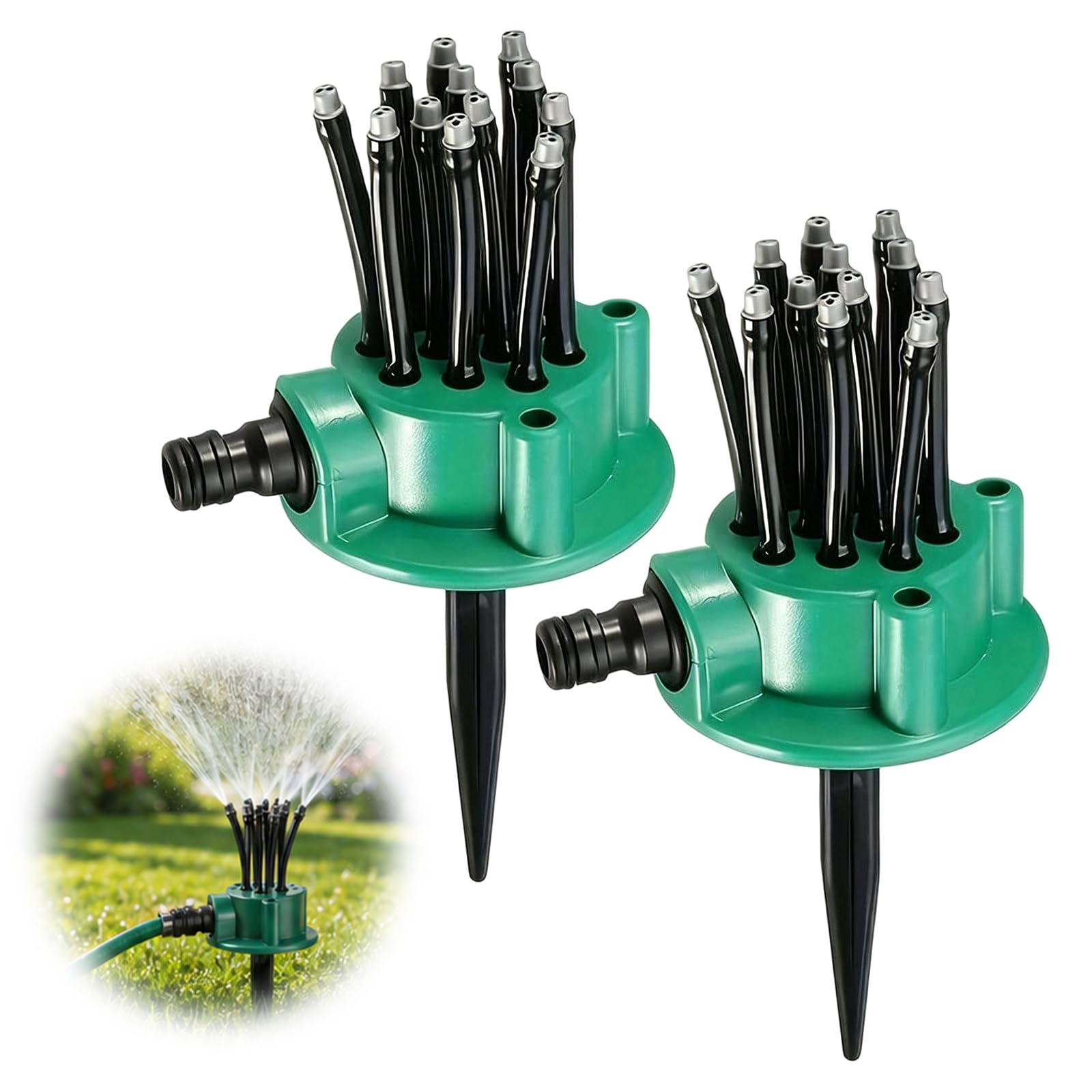 Photo 1 of 360° Coverage Precision Garden Irrigation Sprinkler, Rotating Multi-arm Roof Cooling System, Multi-Directional Lawn Sprinkler with Flexible Spray Nozzles, for Grass, Yard and Flower Bed (2Pcs)