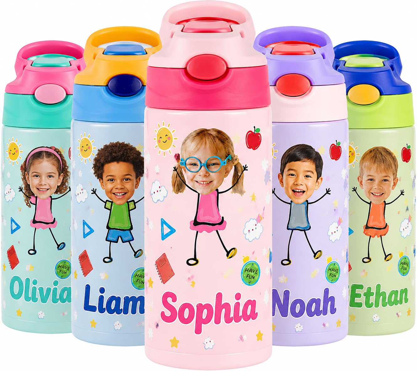 Personalised Water Bottles for Kids, Custom Kids Water Bottles with Name,