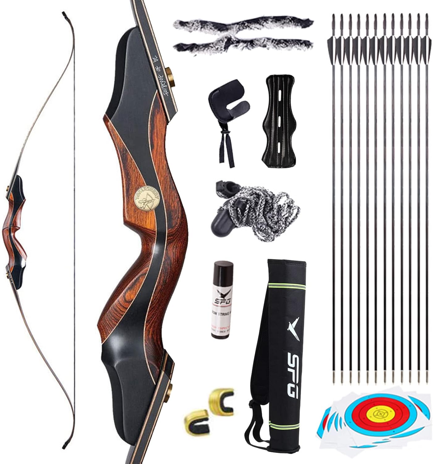 60'' Archery Takedown Recurve Bow ,Adult Longbow Kit for archery