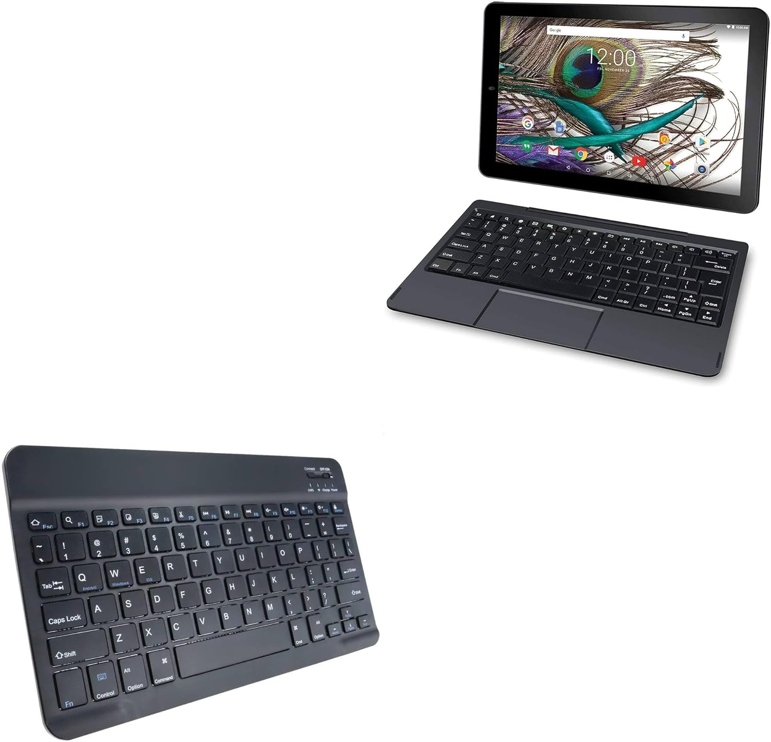 BoxWave Keyboard Compatible with RCA Viking Pro (10.1 in) - SlimKeys Bluetooth Keyboard, Portable Thin with Chiclet-Style Keys - Jet Black