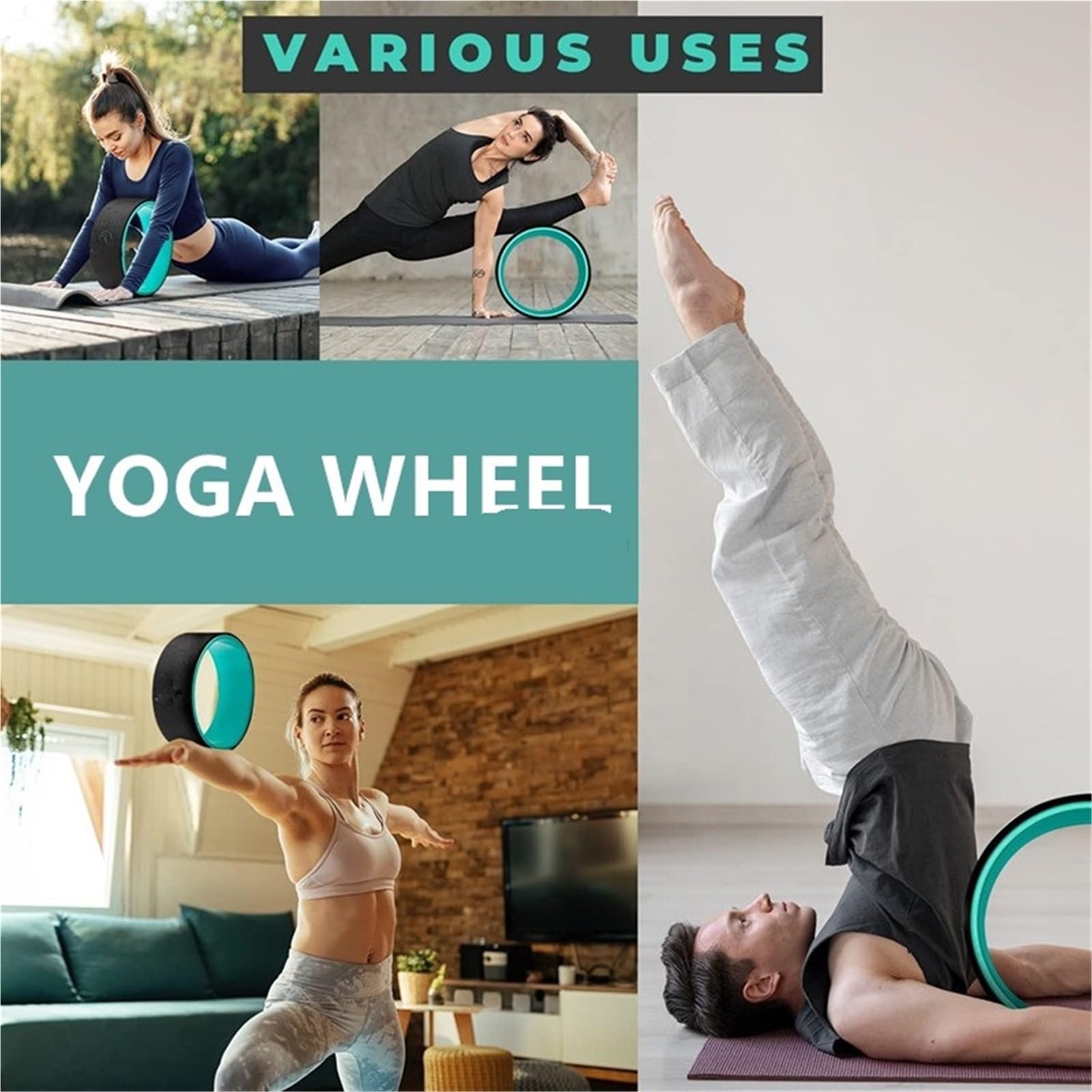 Ruota Circolare per Yoga Ruota Yoga, Rullo, barella for la Schiena, Attrezzatura for Il Fitness Domestico for Massaggi dei Tessuti Profondi, miglioramento delle Posizioni e flessione della