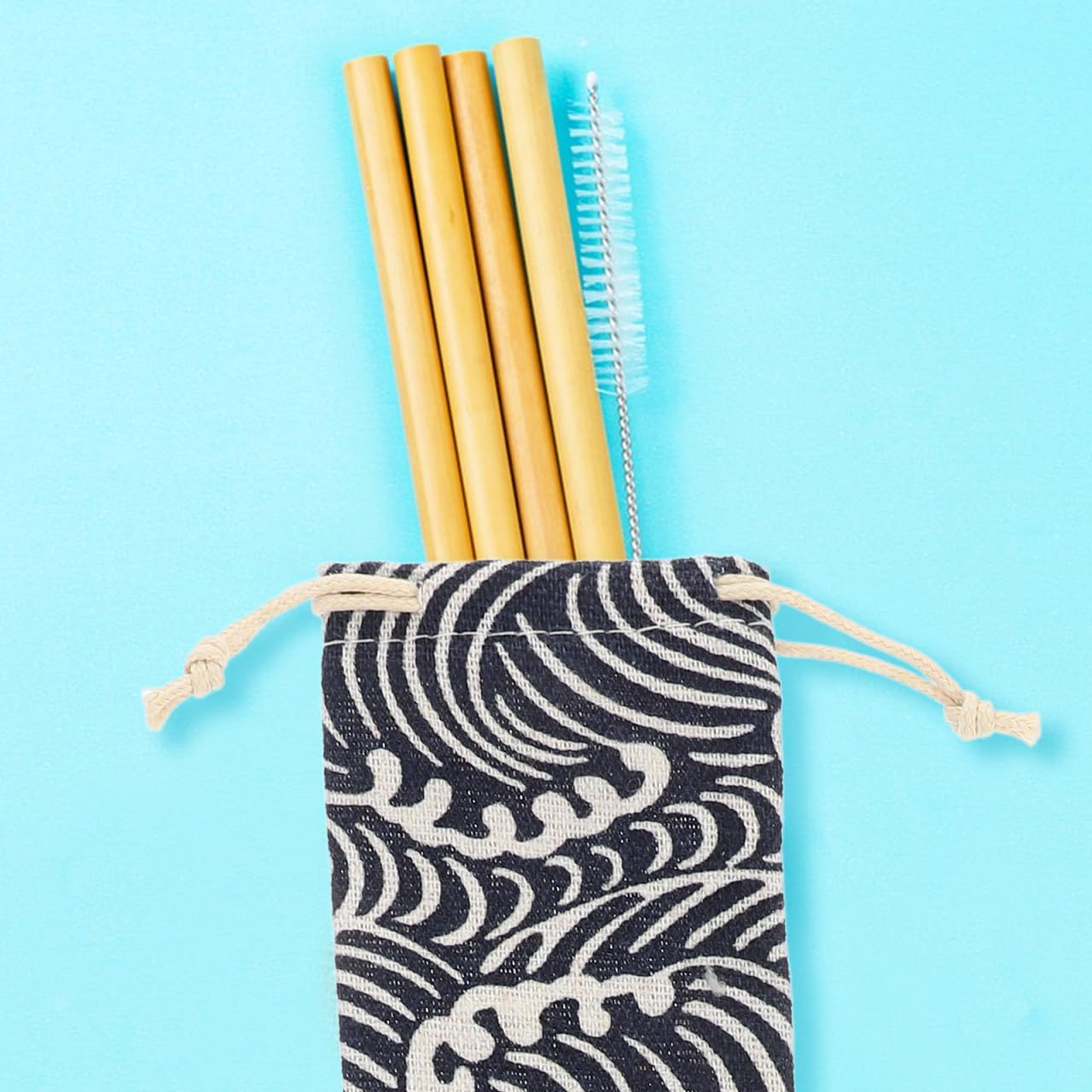 Healeved Bolsa de almacenamiento reutilizable con cordón de 26 x 6 cm, funda de transporte ligera para tenedor y cuchara, juego de 5