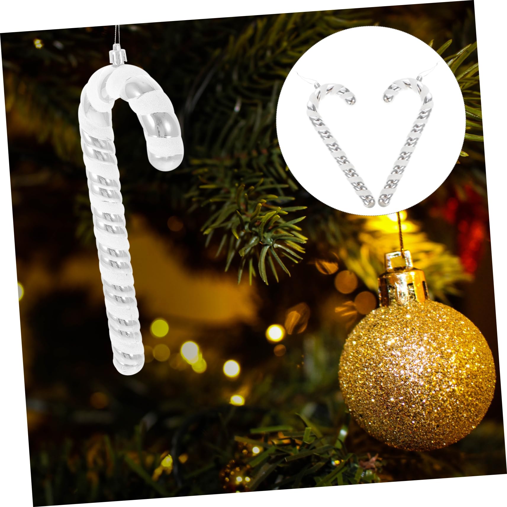 Amosfun 6 STK Weihnachtsstock weihnachtsschmuck zum aufhängen Weihnachtsanhänger Star for Christmas Tree Christbaum anhänger Weihnachtsdekoration Weihnachtsbaum-Hängeornament Plastik