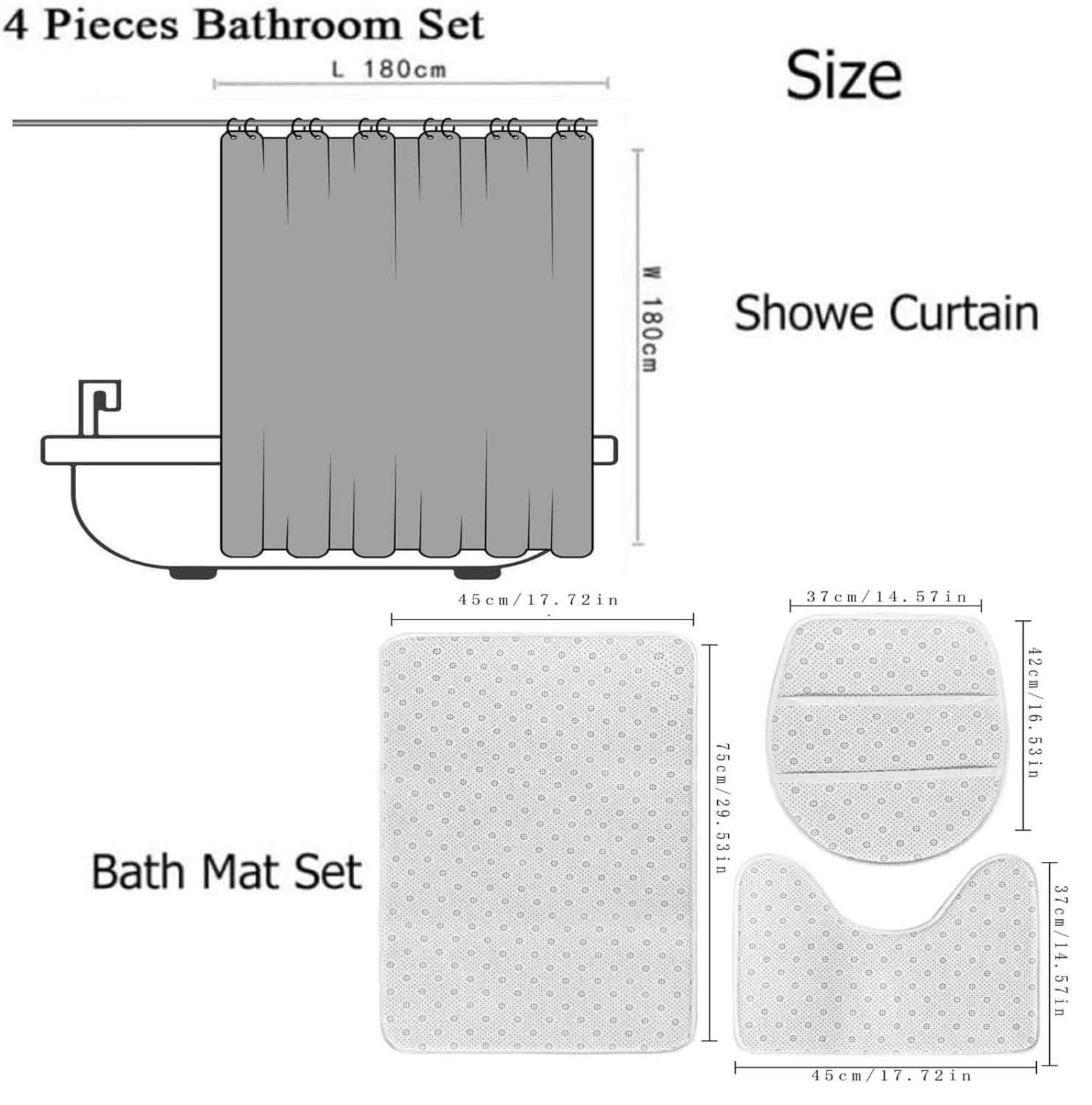 VANZEV Haunted House Halloween Shower Curtain Set - 4 Pcs, Waterproof Polyester 72x72 Inch, Includes Mat, Rug & Toilet Cover
