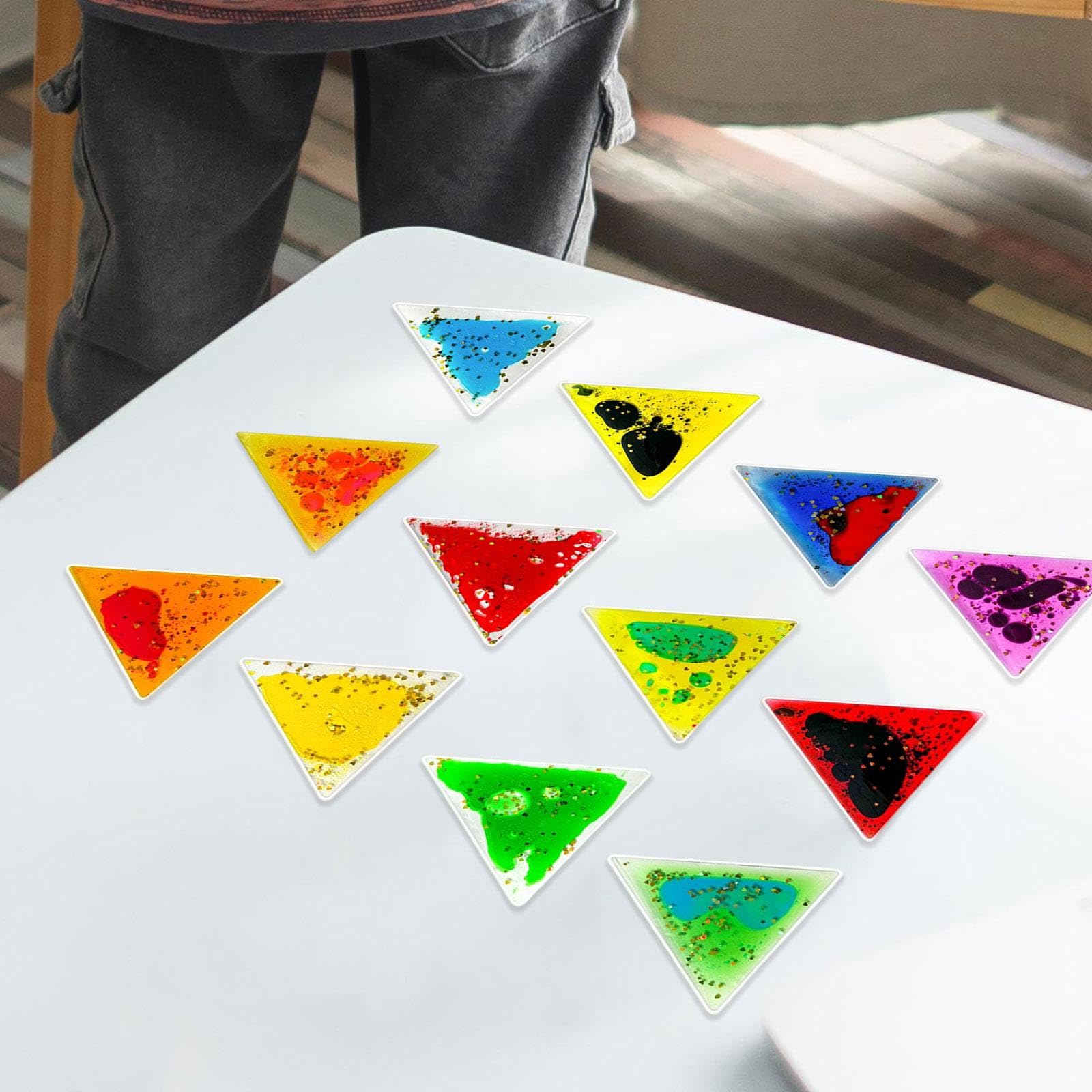 12 Giocattoli in Gel Calmanti, Regali Sensoriali da Viaggio Ideali per Adolescenti, Triangolo