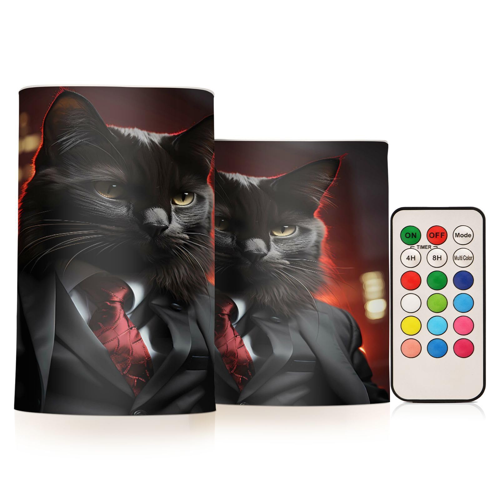ALAZA Cat (44) Flickering Flameless Candles Battery Operated with Remote Timer,Tea Light Candles LED Pillar Votive Candles Set of 2 for Outdoor Indoor Decorations