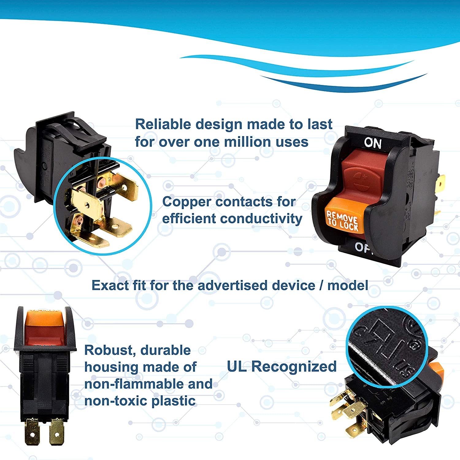 Top Brands HQRP On-Off Toggle Switch Compatible with Delta 31-120 31-250 31-252 31-255X 31-340 31-460 31-695 31-750 31-780 SA350 SA446 SM500 Sander, 22-540 22-560 22-565 22-580 Planer