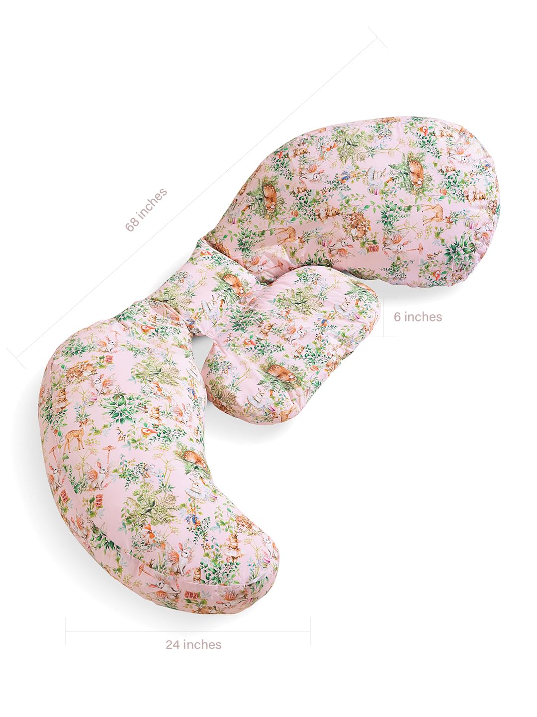 THE BABY TRUNK Blush Bunny Maternity Pillow | Full Body Support for Pregnancy & Nursing | Soft & Washable Cover 3